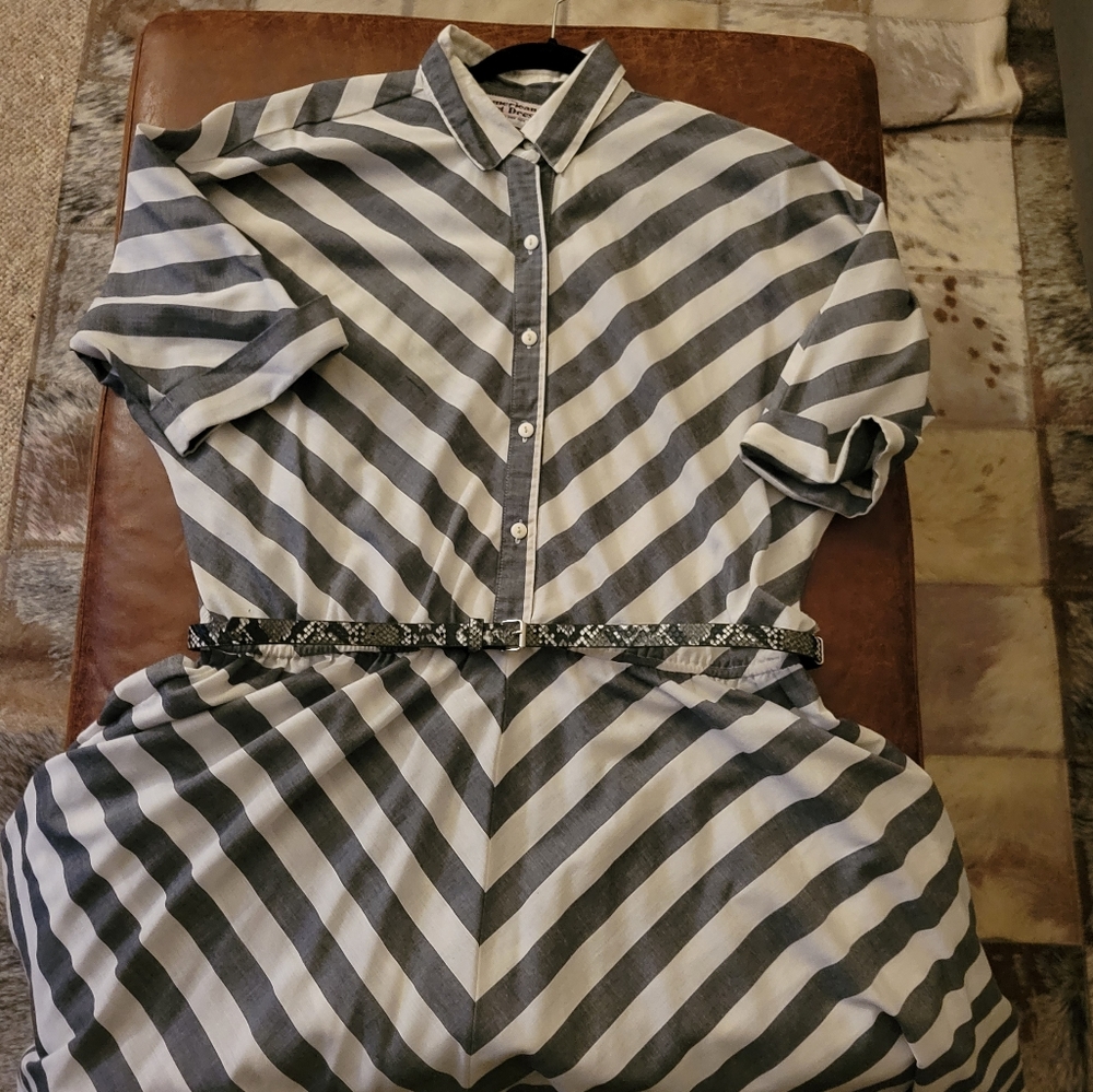 Vintage 90s Stripe Cotton Shirt Dress